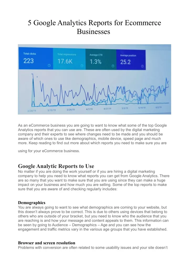 5 google analytics reports for ecommerce