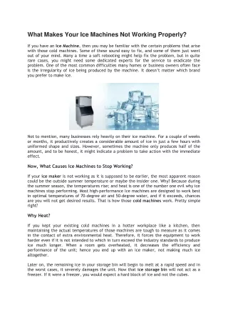 what makes your ice machines not working properly