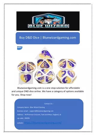 Buy D&D Dice | Bluewizardgaming.com