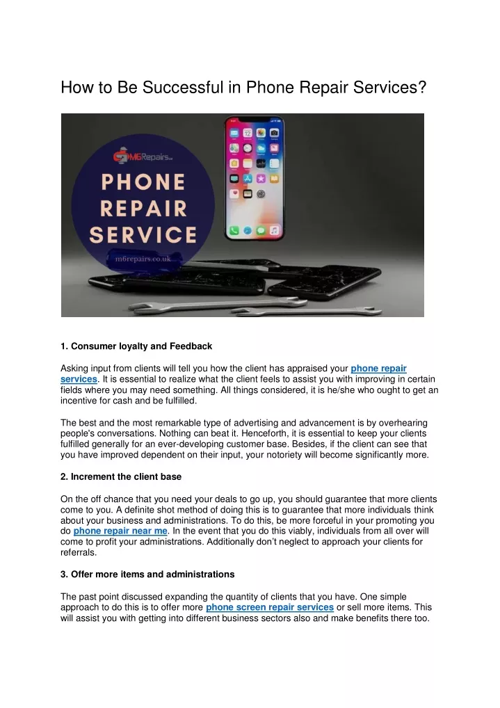 how to be successful in phone repair services