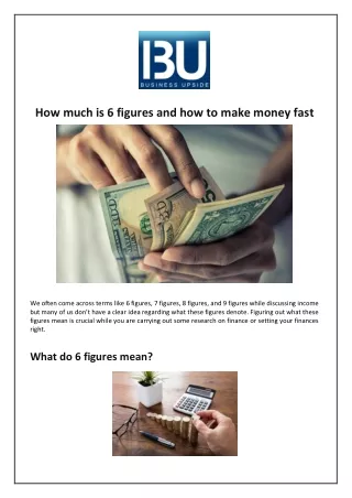 how much is 6 figures and how to make money fast