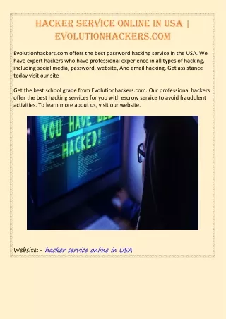 Hacker Service Online In USA | Evolutionhackers.com