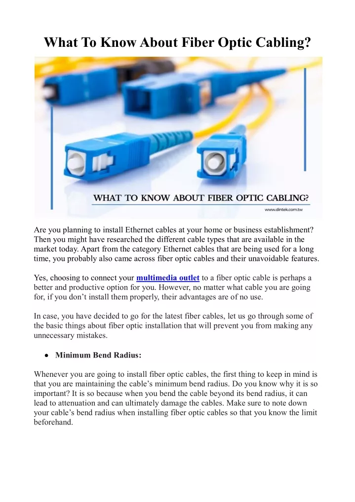 what to know about fiber optic cabling