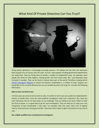 what kind of private detective can you trust