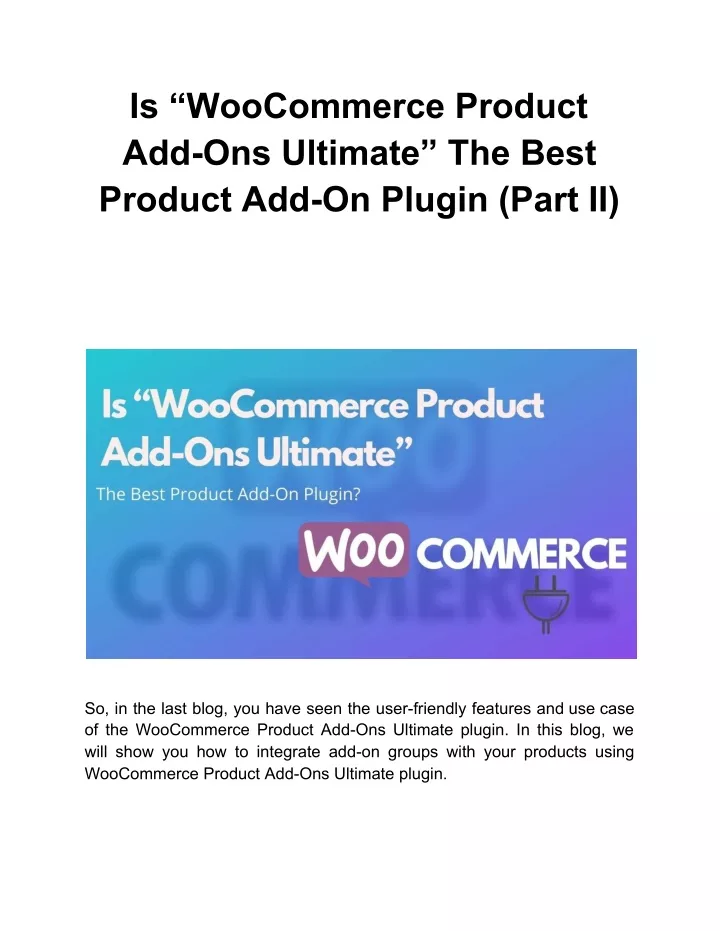 is woocommerce product add ons ultimate the best