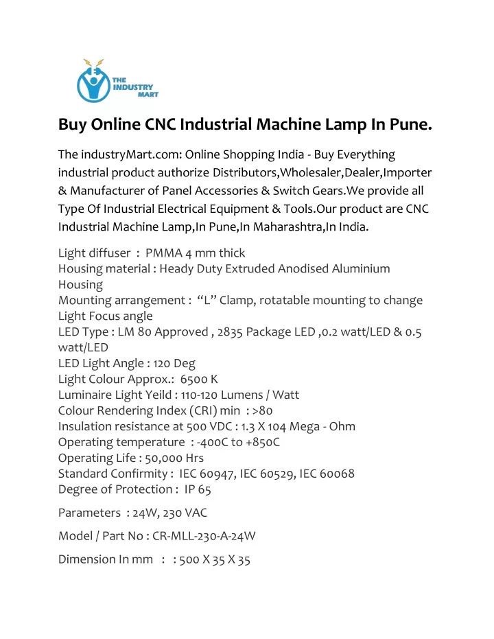 buy online cnc industrial machine lamp in pune