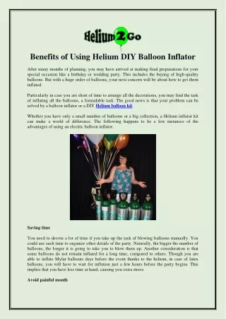 Benefits of Using Helium DIY Balloon Inflator