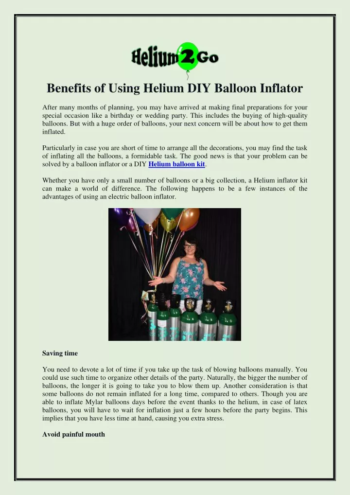 benefits of using helium diy balloon inflator