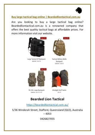 Buy large tactical bag online | Beardedliontactical.com.au