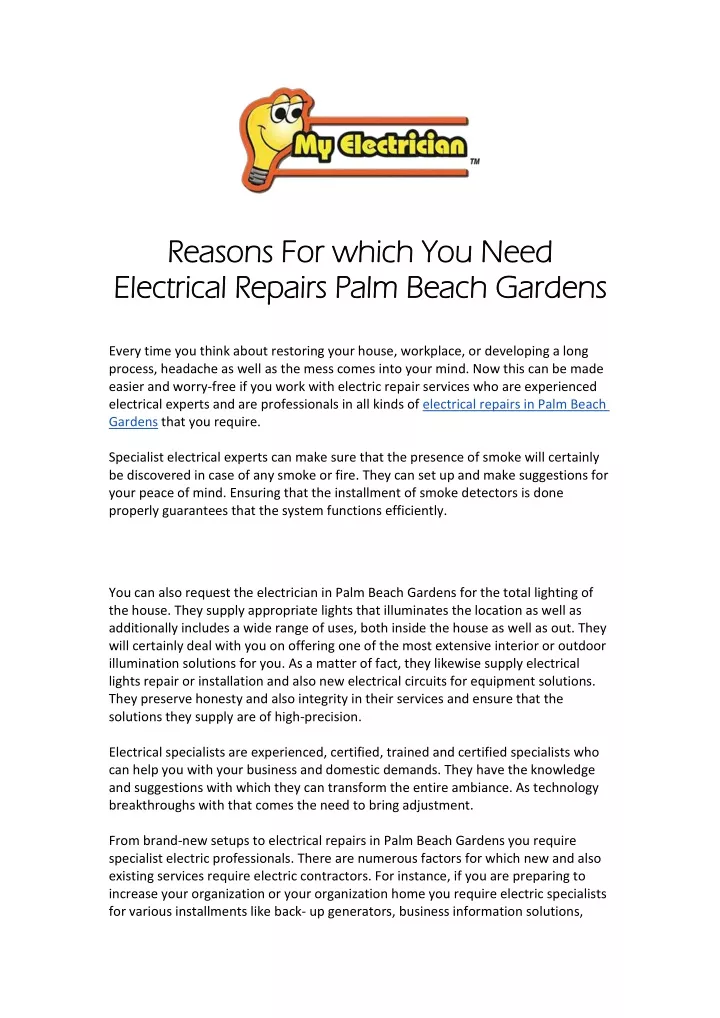 reasons reasons for electrical electrical repairs