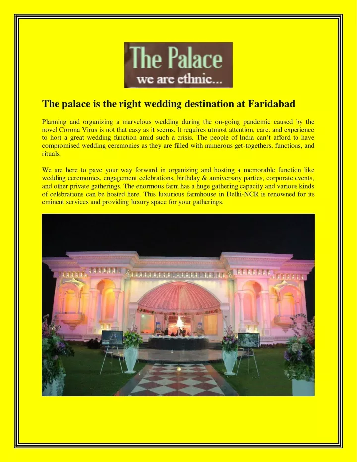 the palace is the right wedding destination