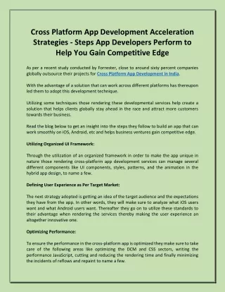 cross platform app development acceleration