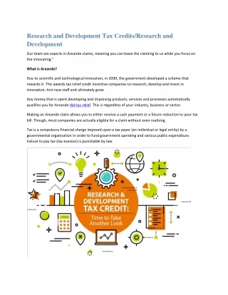 Research and Development Tax Credits/Research and Development