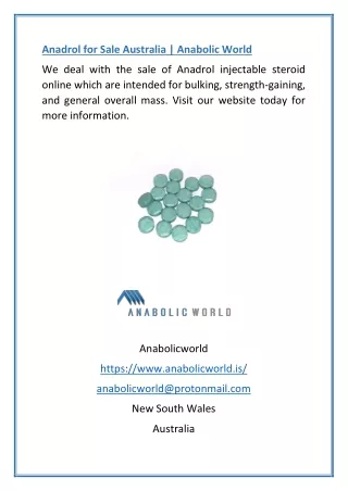 Anadrol for Sale Australia | Anabolic World