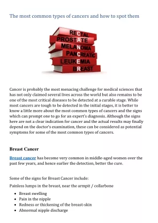 The most common types of cancers and how to spot them