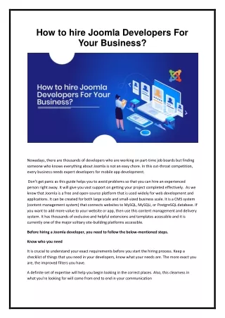 how to hire joomla developers for your business