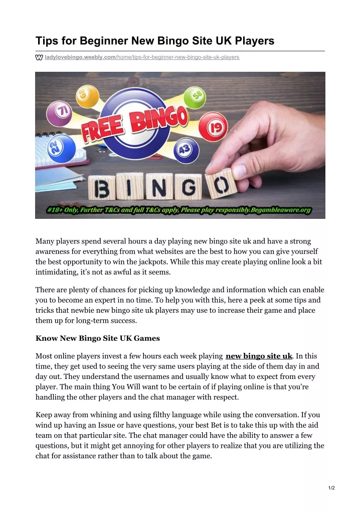 tips for beginner new bingo site uk players
