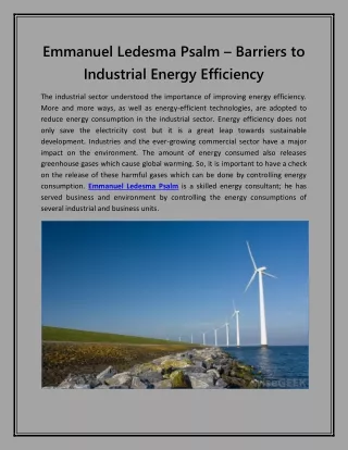 Emmanuel Ledesma Psalm – Barriers to Industrial Energy Efficiency
