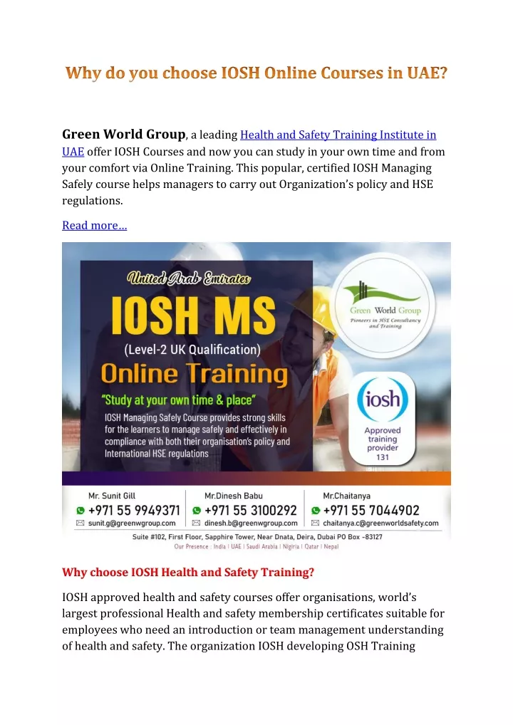 green world group a leading health and safety