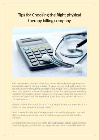 Tips for Choosing the Right physical therapy billing company