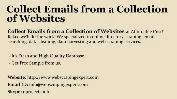 collect emails from a collection of websites