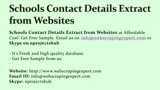 Schools Contact Details Extract from Websites