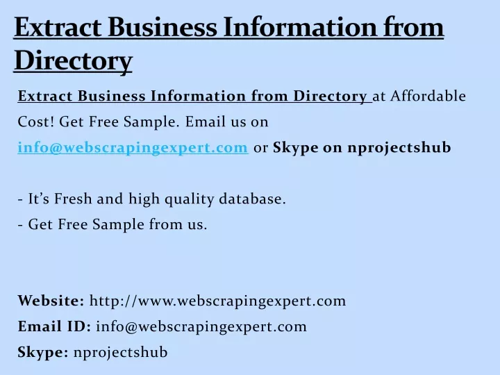 extract business information from directory