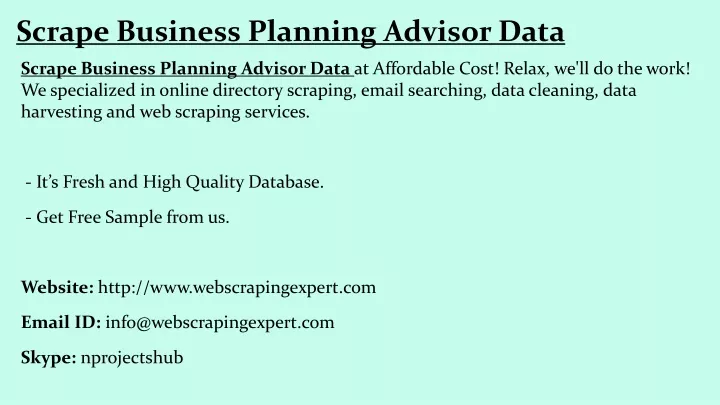 scrape business planning advisor data
