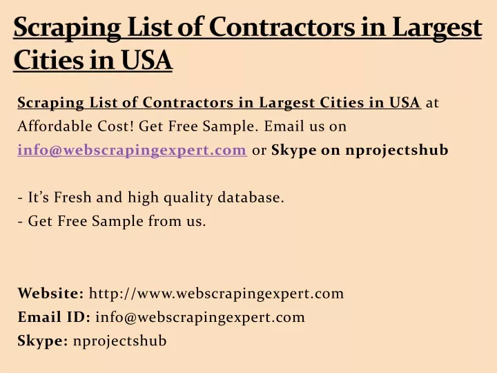 scraping list of contractors in largest cities in usa