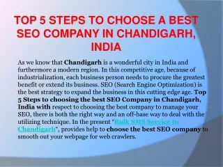 Steps to choose a best seo company in chandigarh
