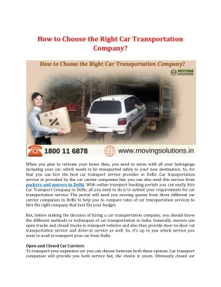 how to choose the right car transportation company