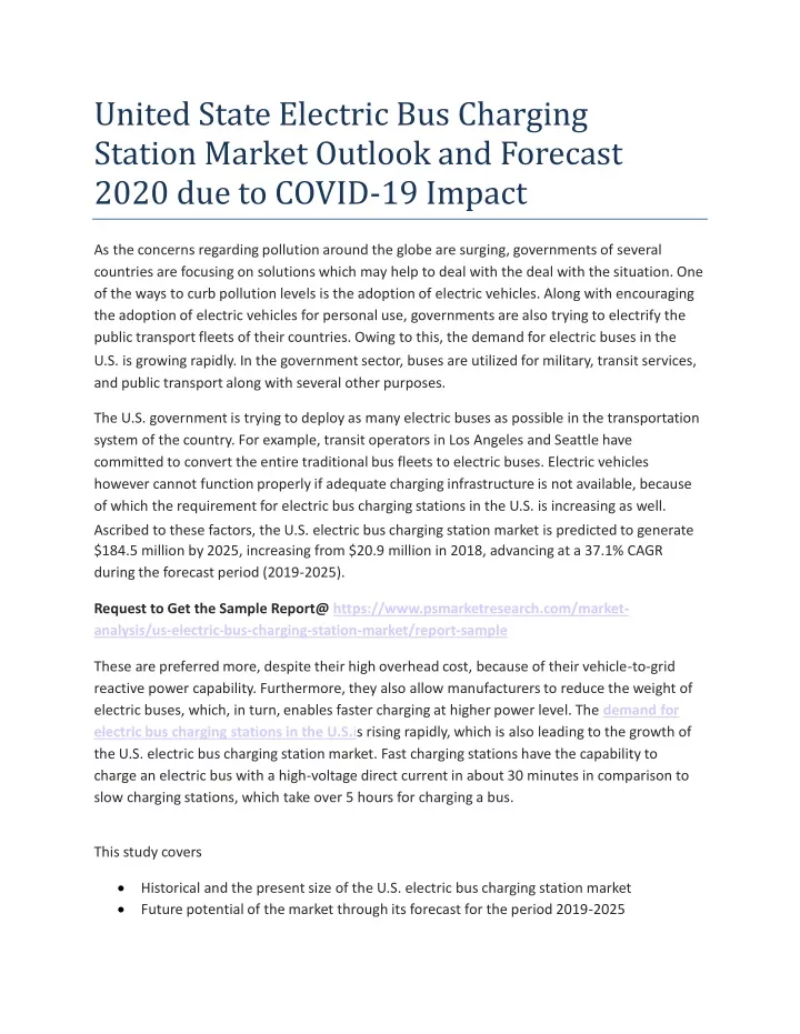 united state electric bus charging station market outlook and forecast 2020 due to covid 19 impact