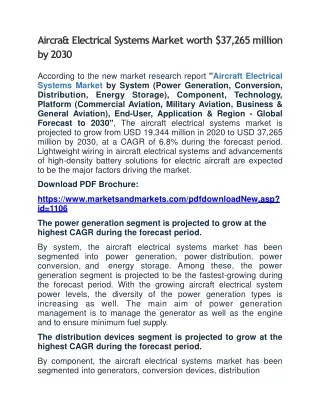 Aircraft Electrical Systems Market worth $37,265 million by 2030