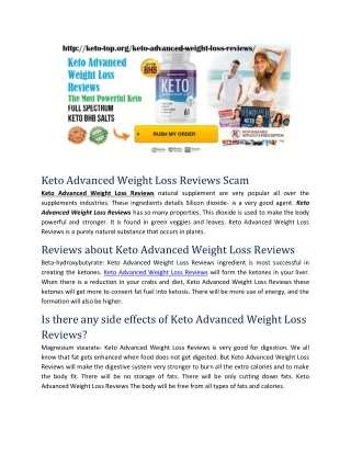 Keto Advanced Weight Loss Reviews