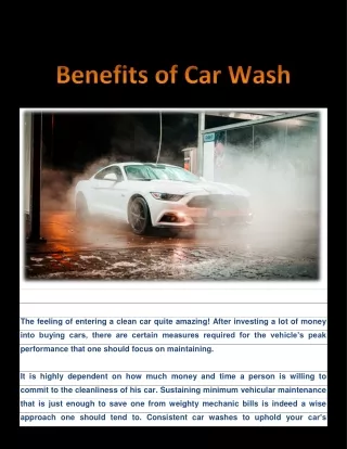 Benefits of Car Wash