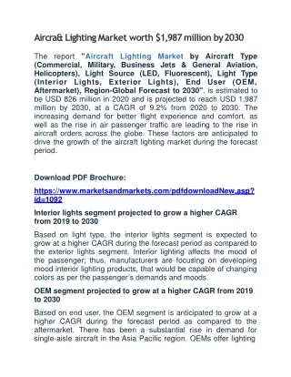 Aircraft Lighting Market worth $1,987 million by 2030