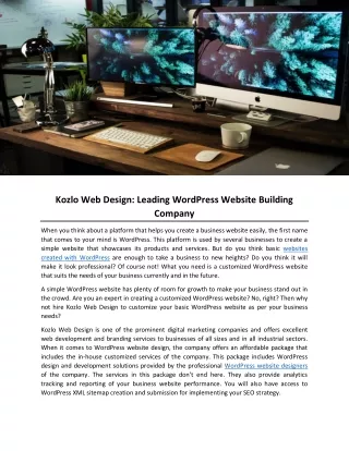 Kozlo Web Design- Leading WordPress Website Building Company