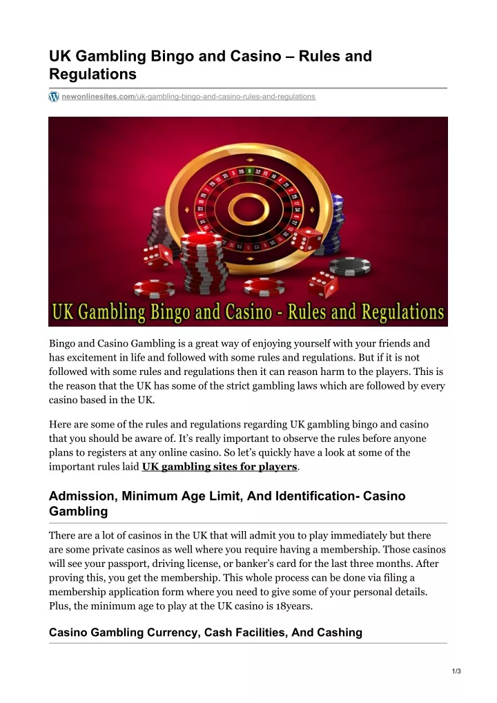 uk gambling bingo and casino rules and regulations