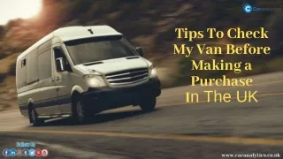 How can I check my van before I sell it in the United Kingdom?