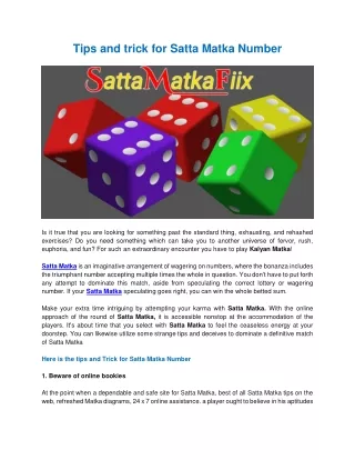 Tips and trick for Satta matka Number