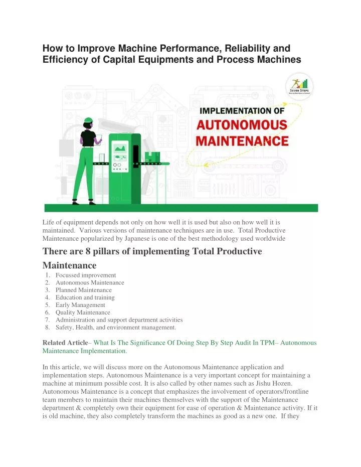 how to improve machine performance reliability