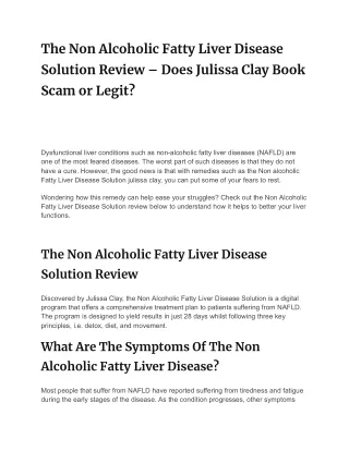 The Non Alcoholic Fatty Liver Disease Solution Review ...