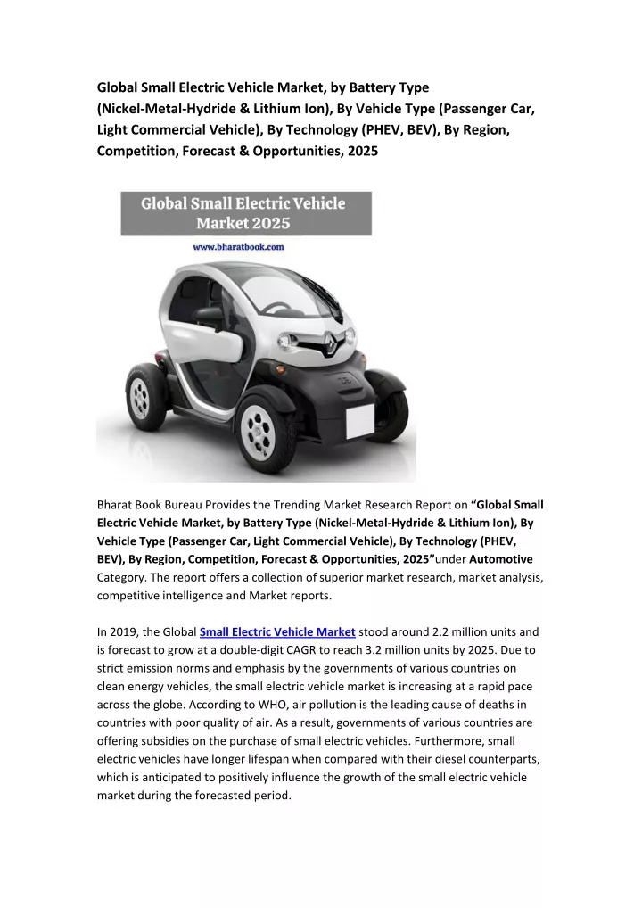 global small electric vehicle market by battery