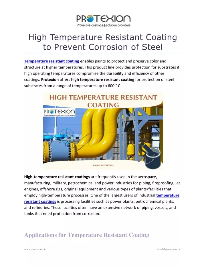 high temperature resistant coating to prevent