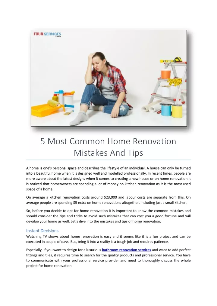 5 most common home renovation mistakes and tips