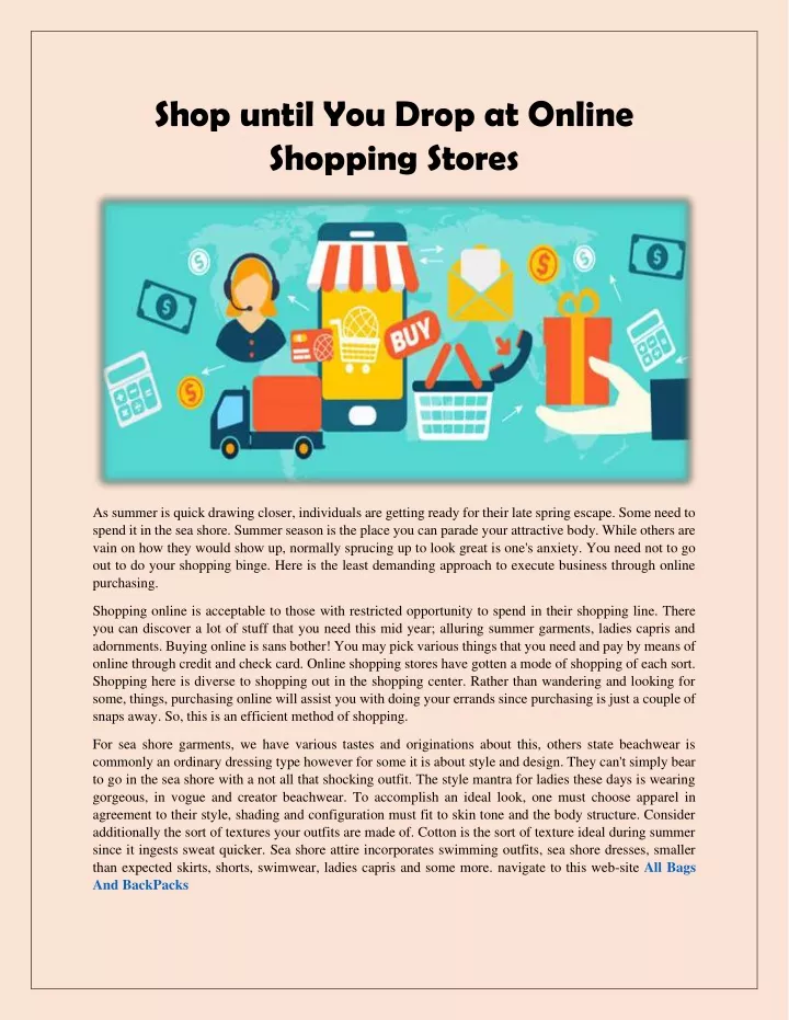 shop until you drop at online shopping stores