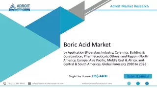 Boric Acid Market 2020 – Technologies, Services, Data Analysis, Latest Developments, Business Benefits and Regional Outl