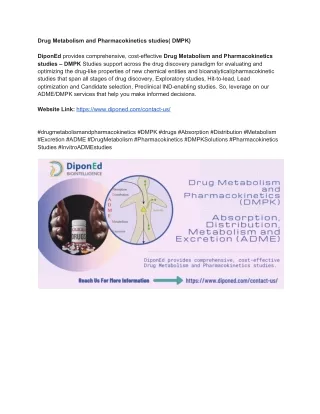 Drug Metabolism and Pharmacokinetics (DMPK)