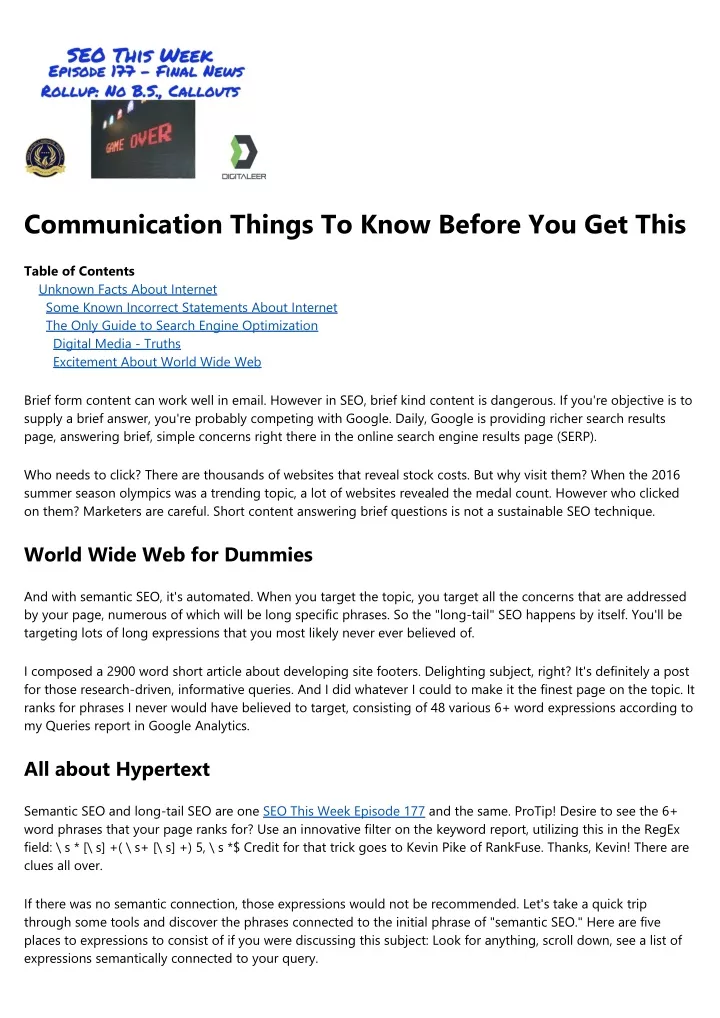 communication things to know before you get this