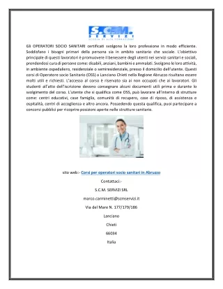 gli operatori socio sanitari certificati svolgono